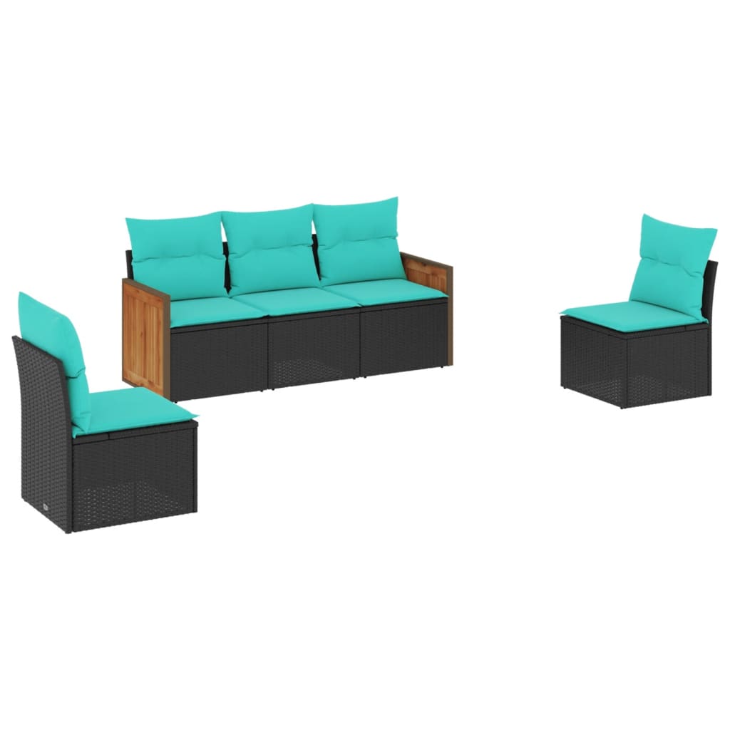 Patio Sofa Set Black and Blue