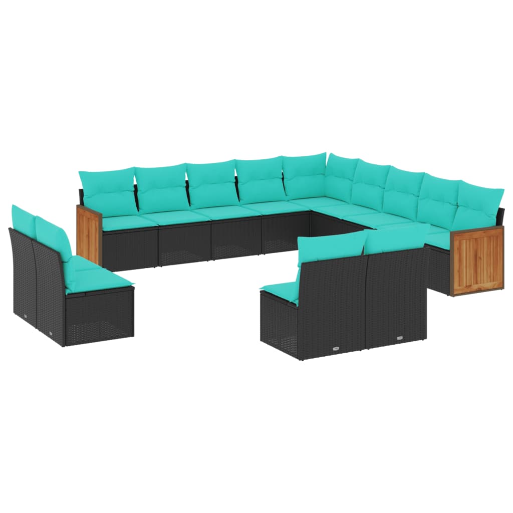Patio Sofa Set Black and Blue