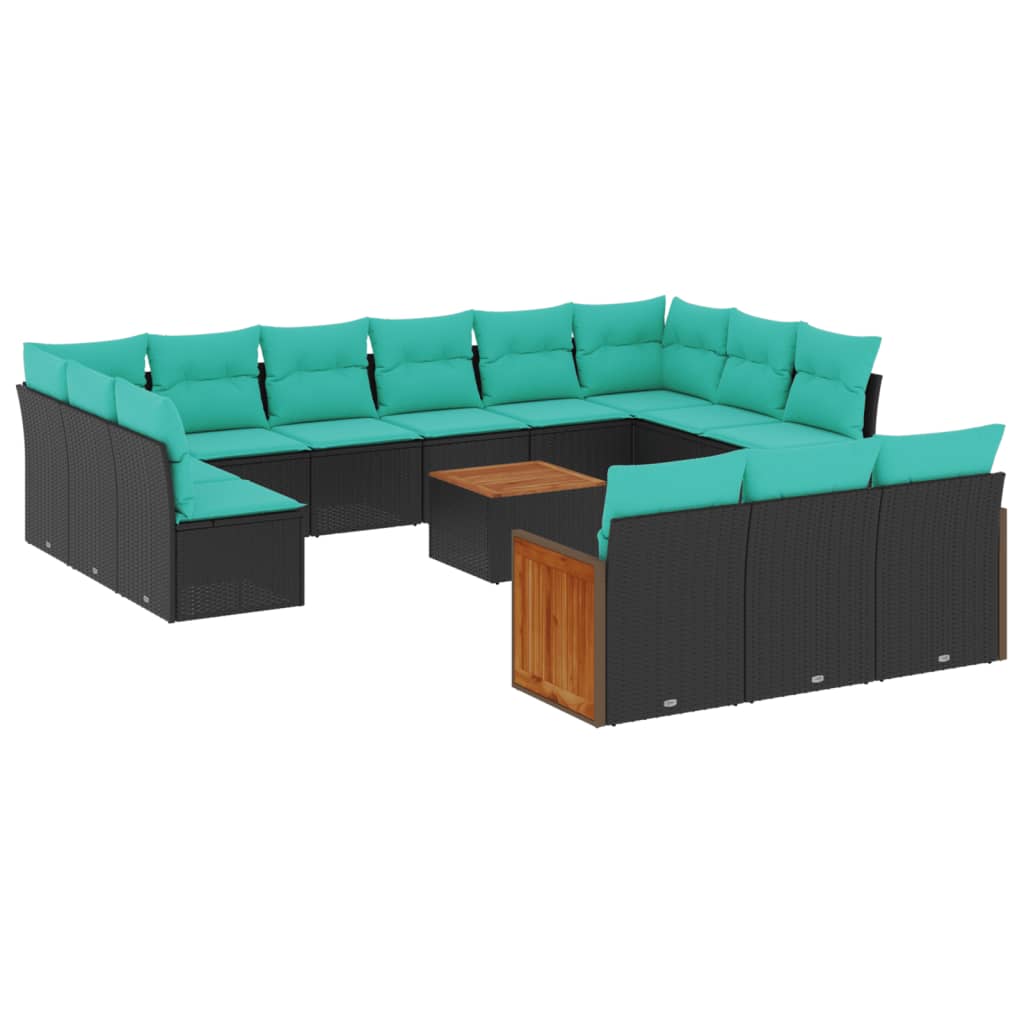 Patio Sofa Set Black, Blue