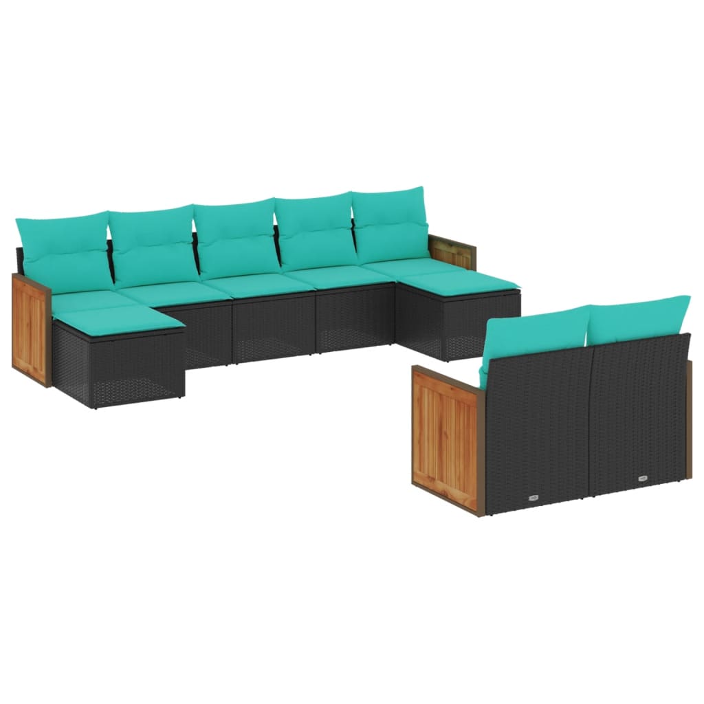 Patio Sofa Set Black, Blue