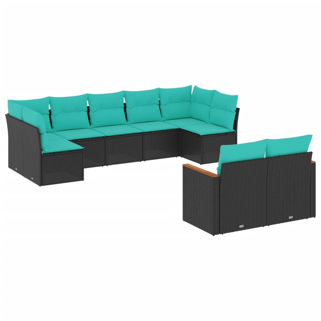 Patio Sofa Set Black, Blue