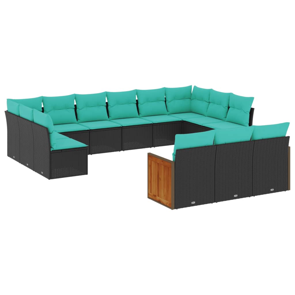 Patio Sofa Set Black, Blue