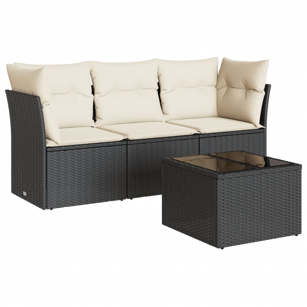 Patio Sofa Set Black, Cream White