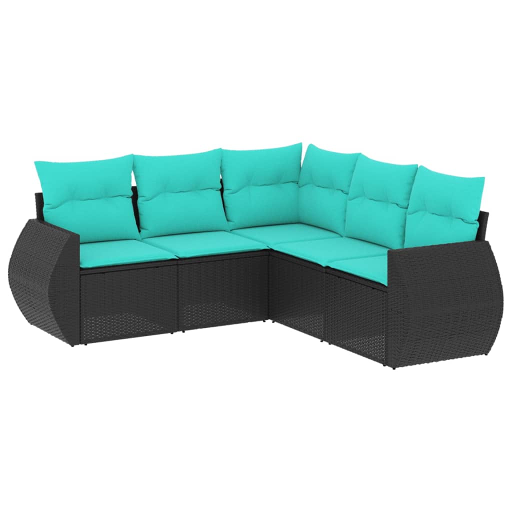 Patio Sofa Set Black, Cushion Blue