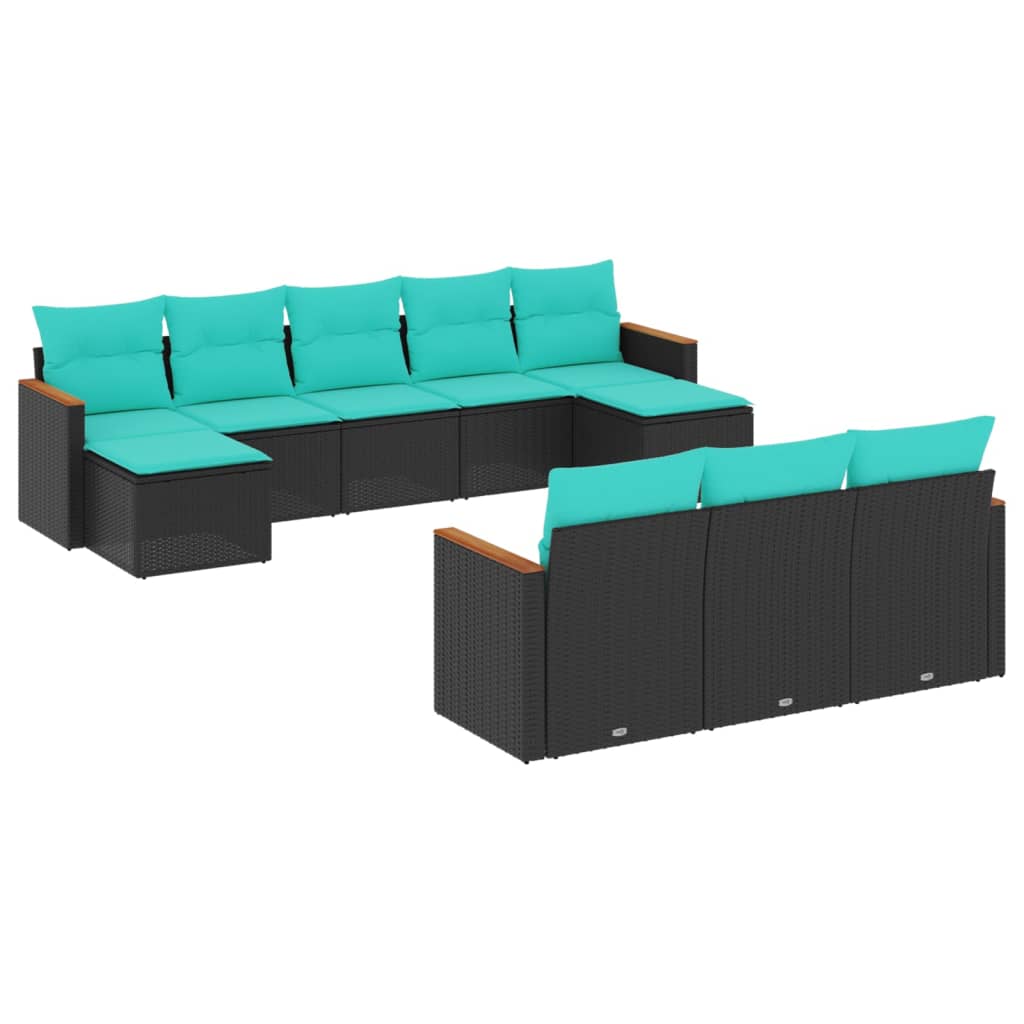 Patio Sofa Set Black PE Rattan 10 Piece Modular Patio Sofa Set