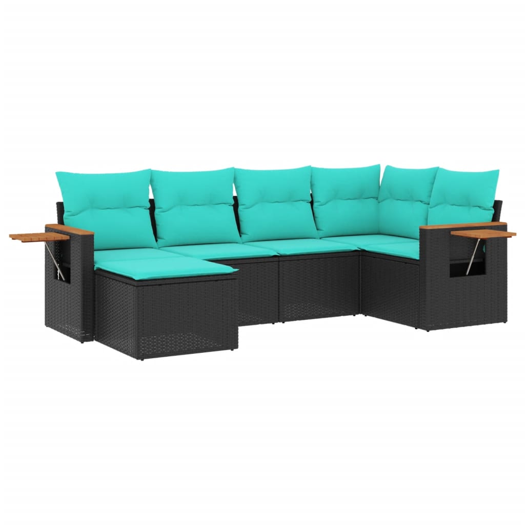 Patio Sofa Set Black PE rattan Large Adjustable Armrests