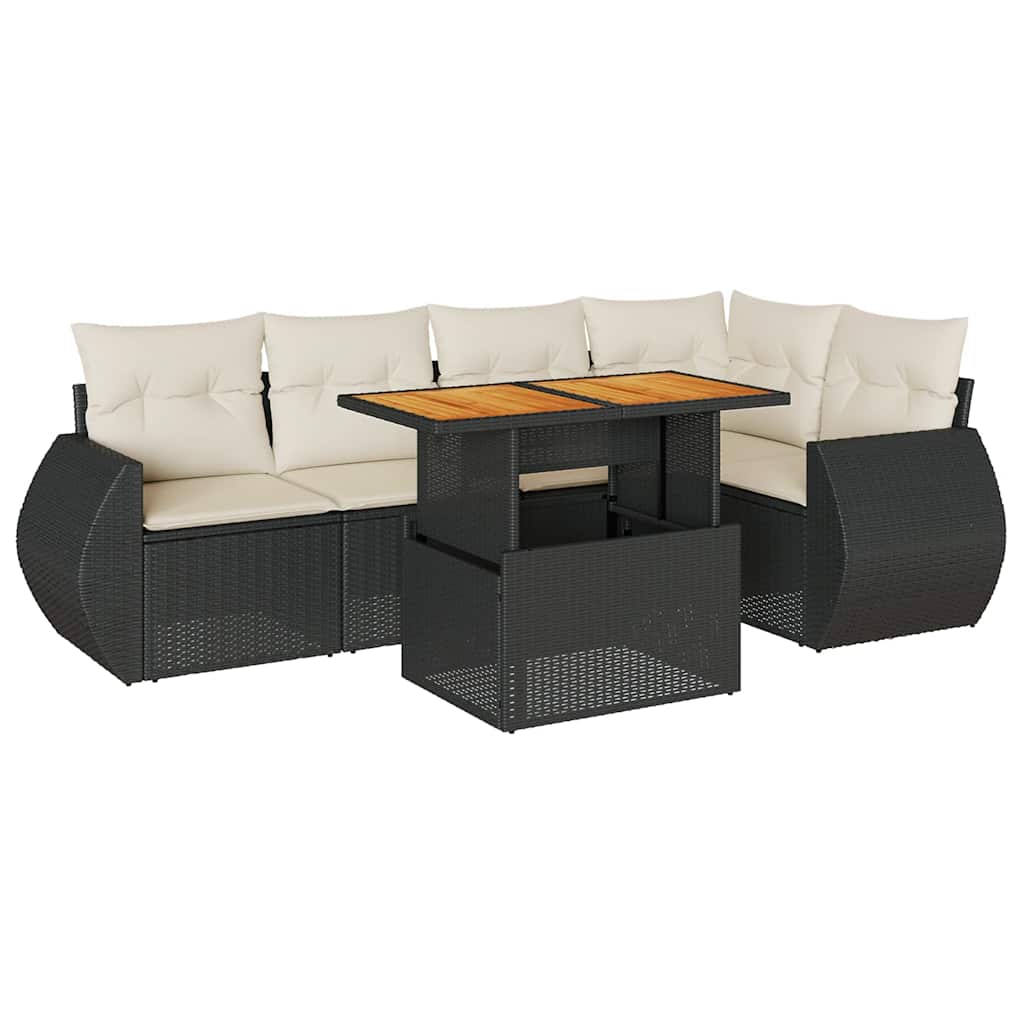 Patio Sofa Set Black PE Rattan Large Modular