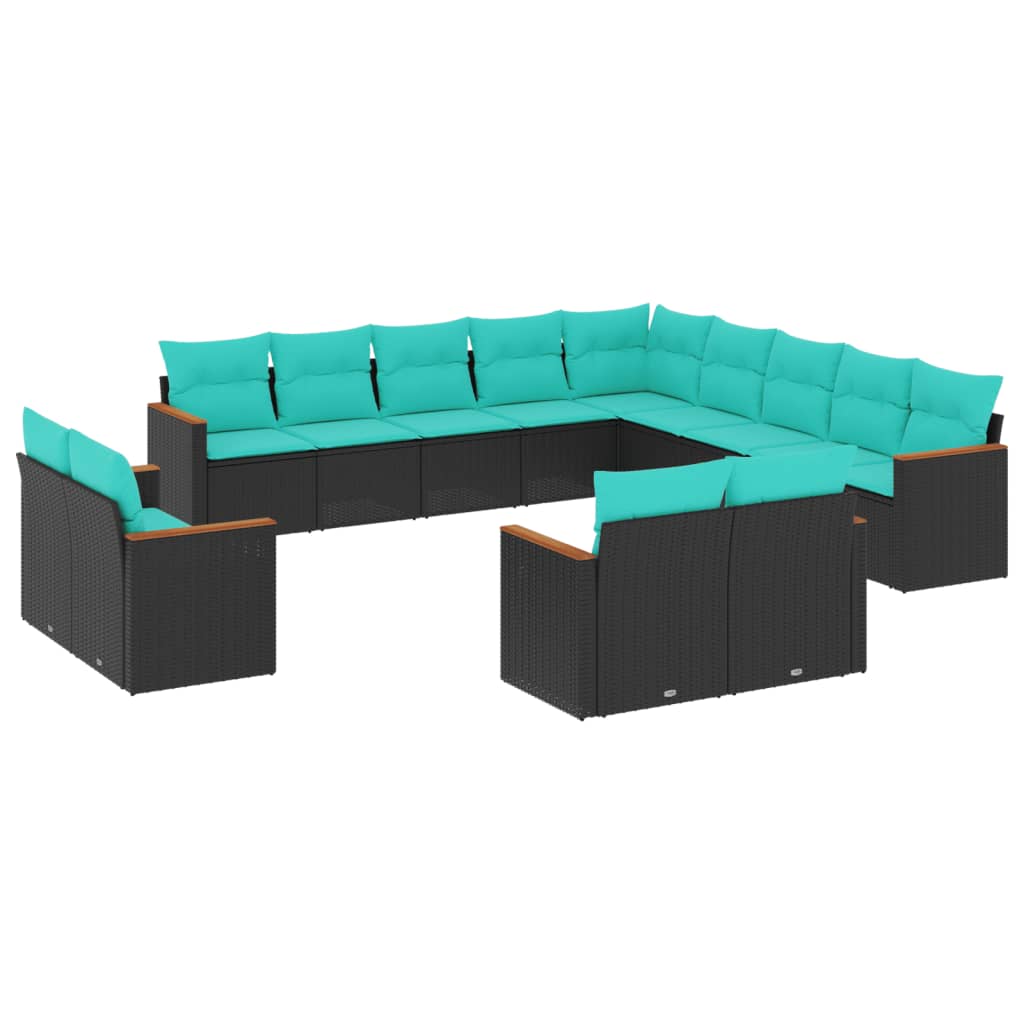 Patio Sofa Set Black PE rattan Large Modular Outdoor Sofa Set