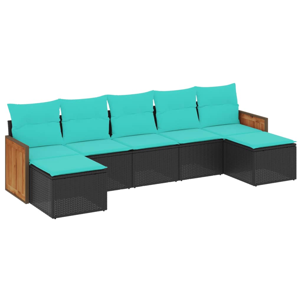 Patio Sofa Set Black PE rattan, powder-coated steel 7 Piece Set