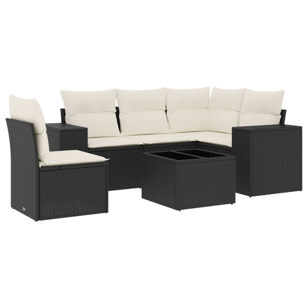 Patio Sofa Set Black PE rattan, powder-coated steel Medium