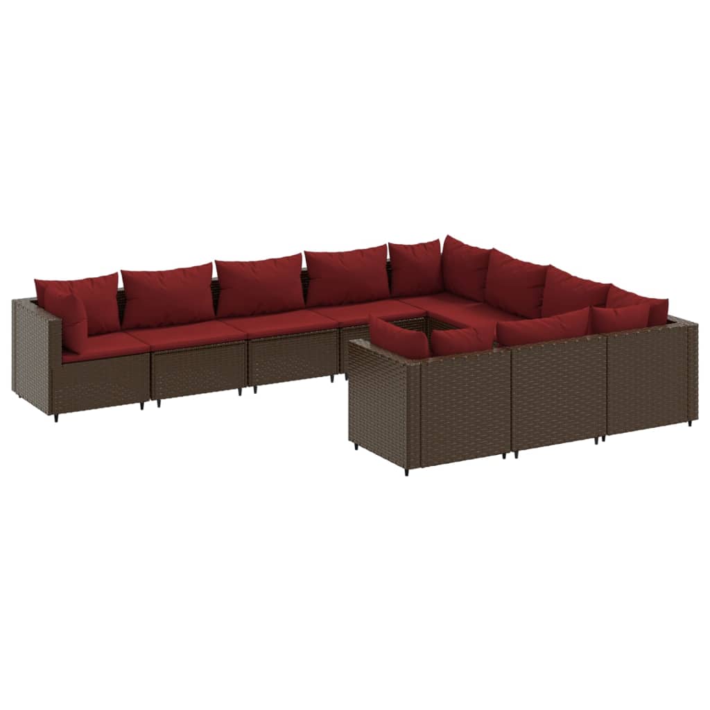 Patio Sofa Set Brown and Cinnamon Red