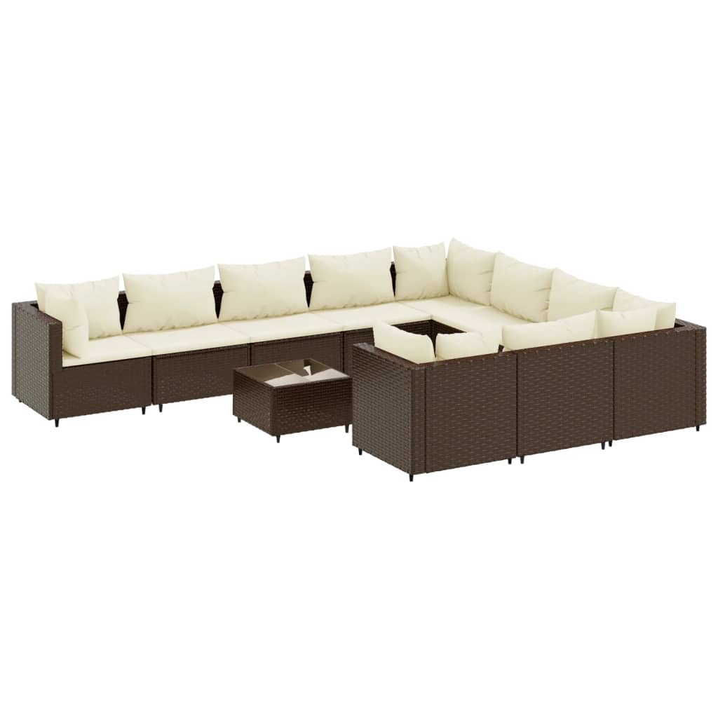 Patio Sofa Set Brown, Cream White PE rattan Large Adjustable Feet