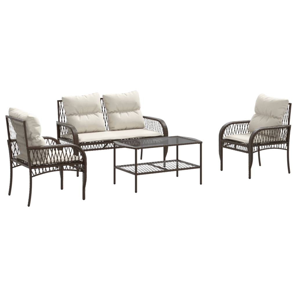 Patio Sofa Set Brown, Cream White