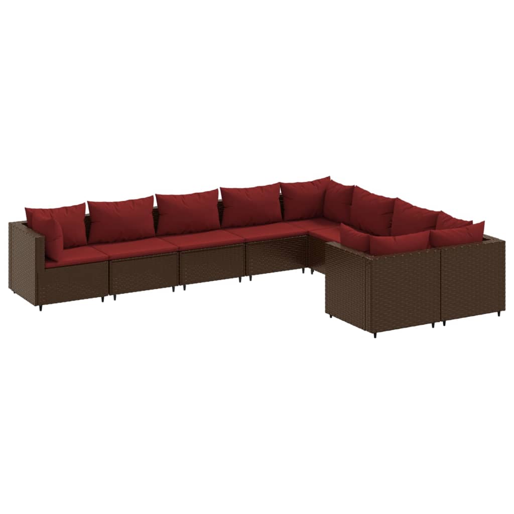 Patio Sofa Set Brown PE Rattan 9 Piece Modular Patio Sofa Set