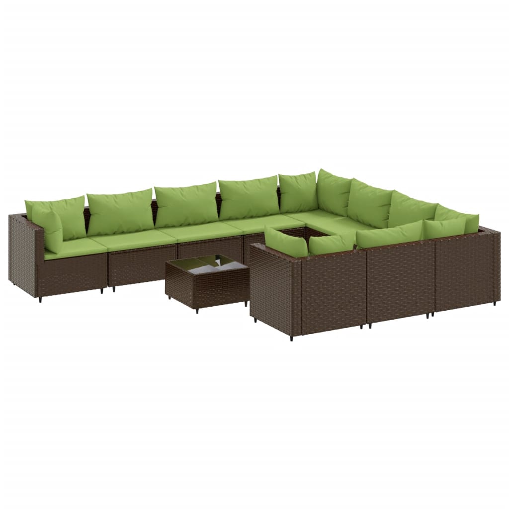 Patio Sofa Set Brown PE Rattan Large Adjustable Feet