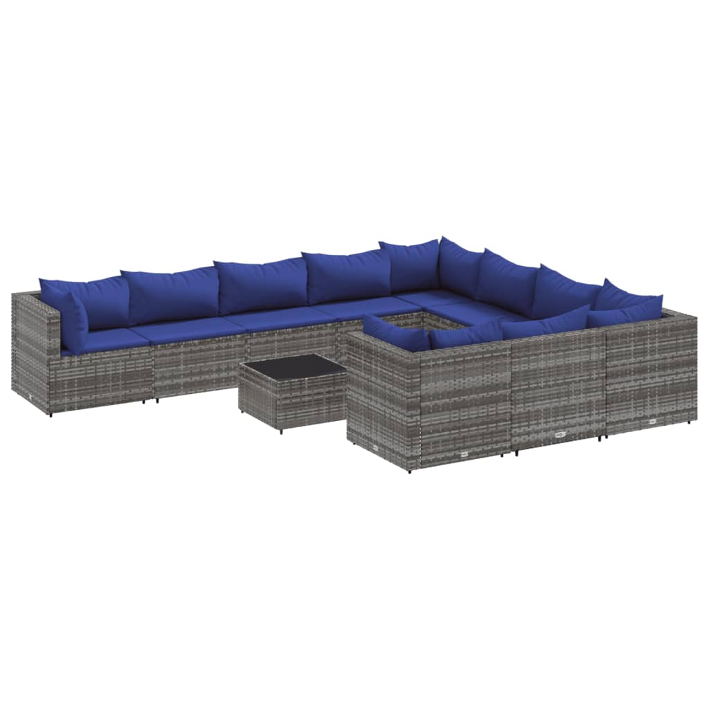 Patio Sofa Set Gray PE Rattan Large Modular Patio Sofa Set