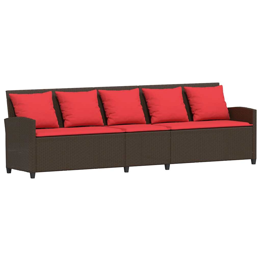 Patio Sofa Set of 5 Brown PE rattan Large Removable Covers