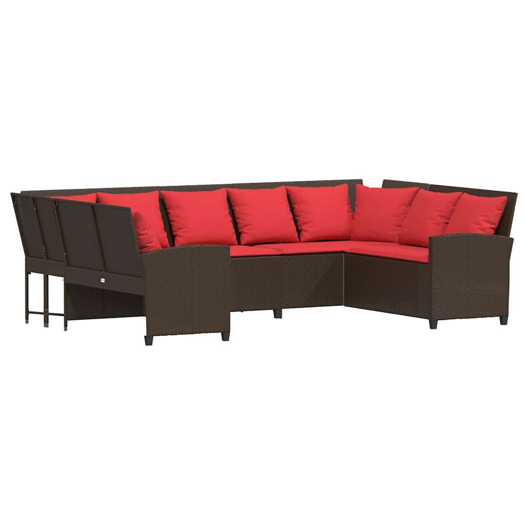 Patio Sofa Set of 9 Brown
