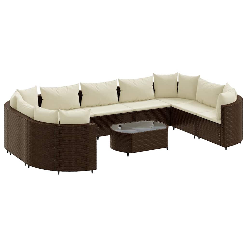 Patio Sofa Set Set of 10 Brown, Cream White