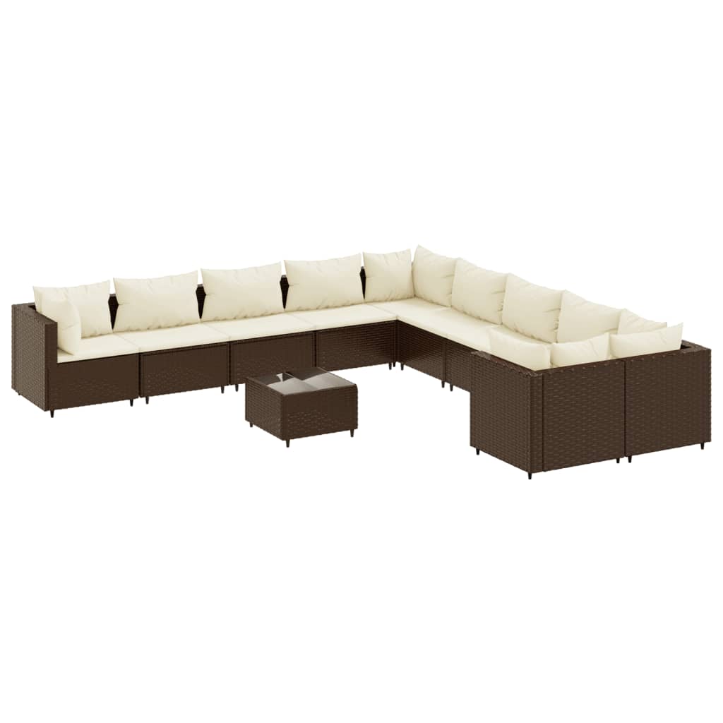 Patio Sofa Set Set of 10 Brown PE rattan Adjustable Feet