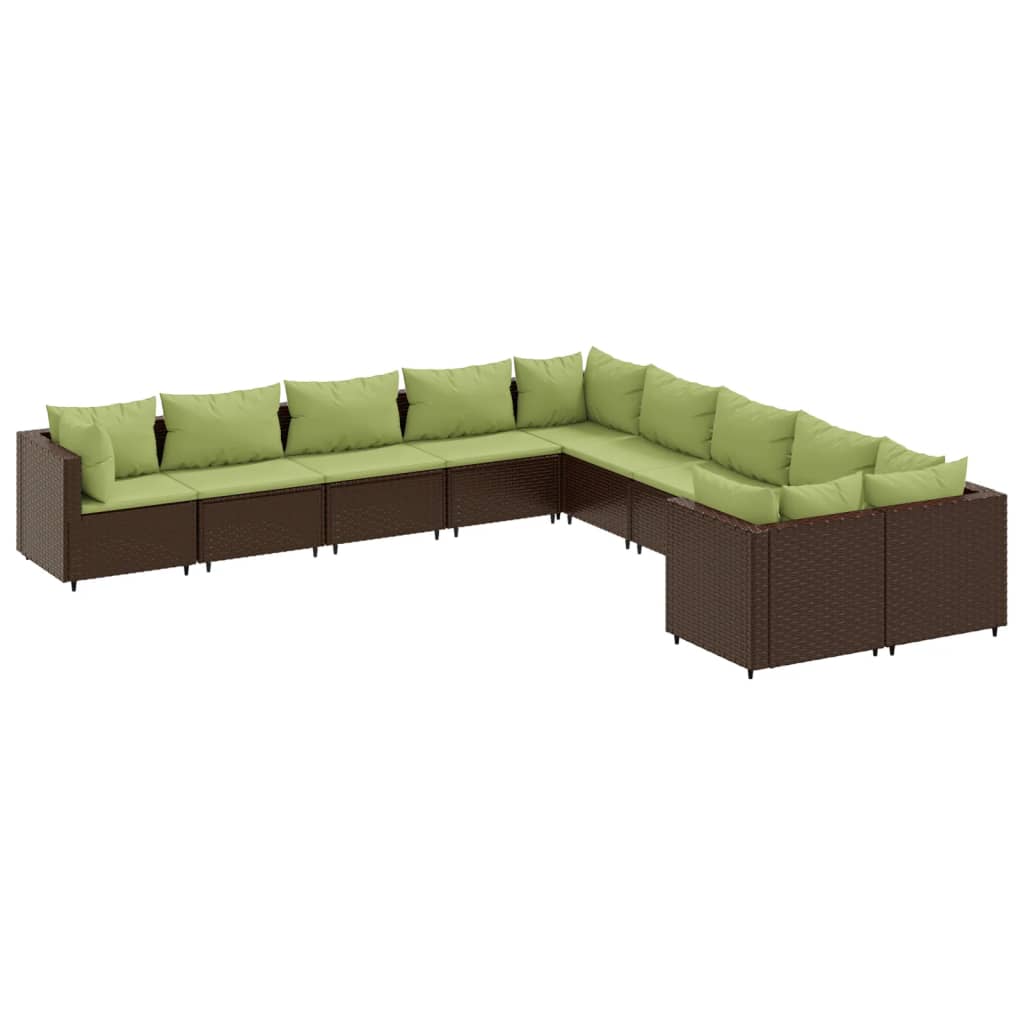 Patio Sofa Set Set of 10 Brown