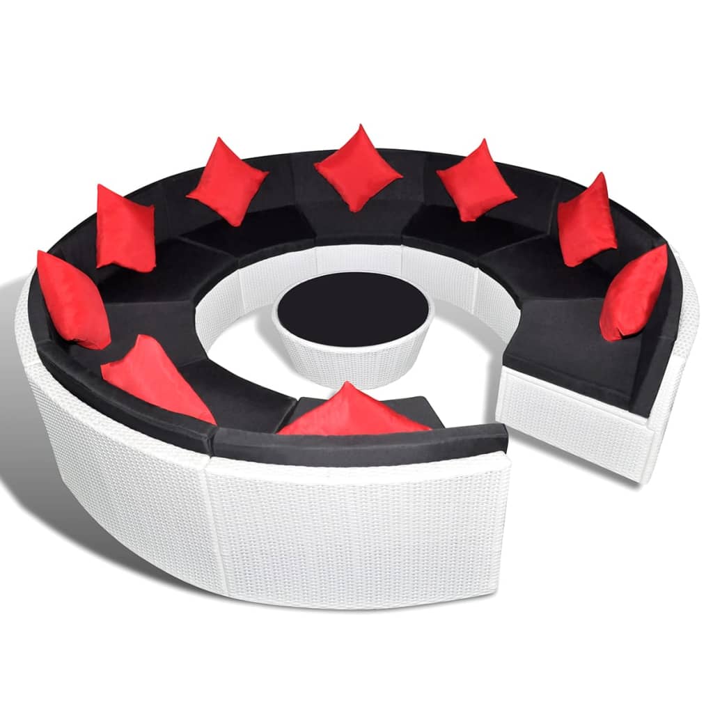 Patio Sofa Set Set of 10 White, Black, Red
