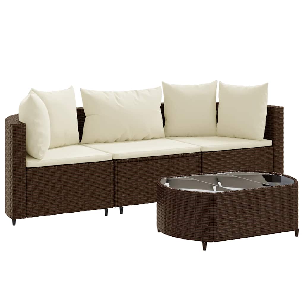 Patio Sofa Set Set of 3 Brown