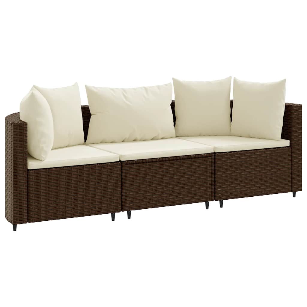 Patio Sofa Set Set of 3 Brown and Cream