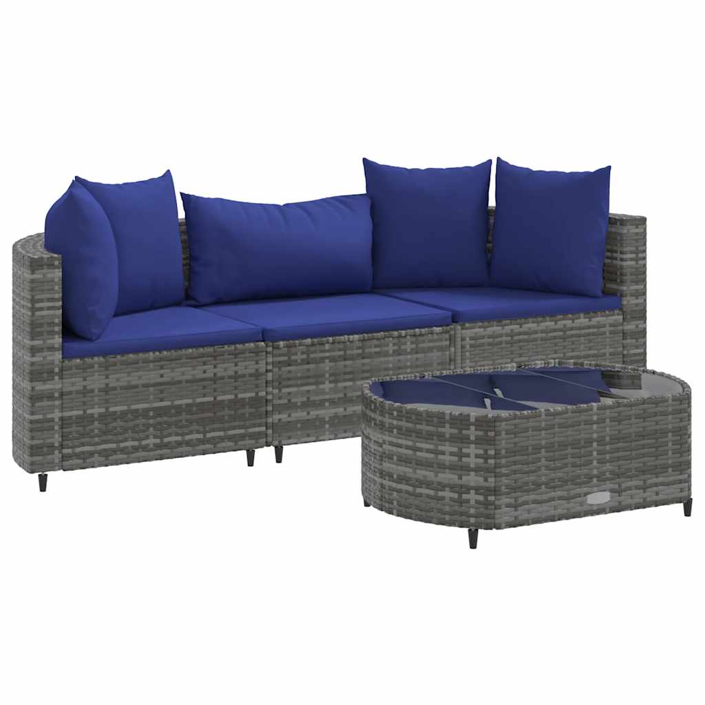 Patio Sofa Set Set of 3 Grey, Dark Blue