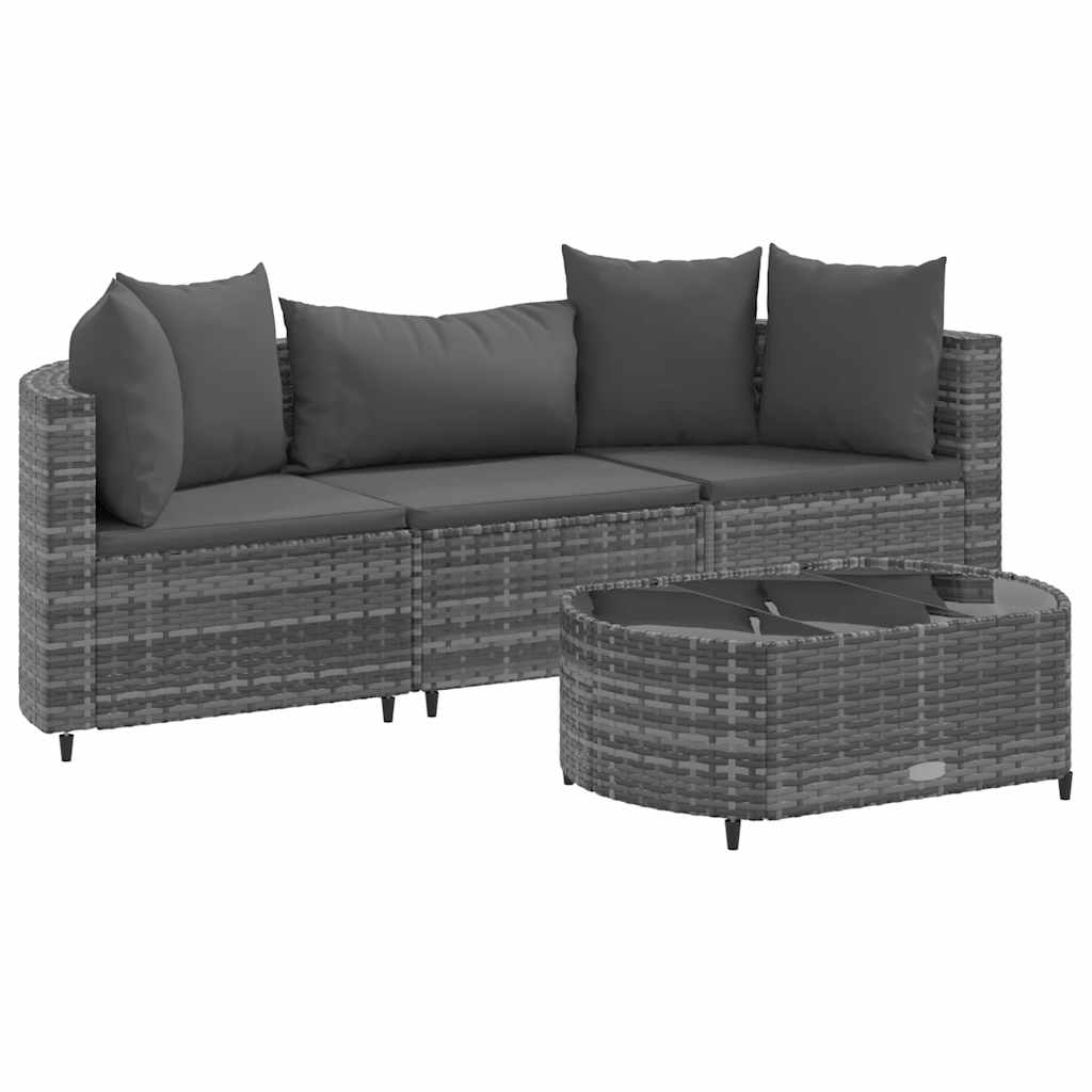 Patio Sofa Set Set of 3 Grey PE rattan Medium UV-resistant