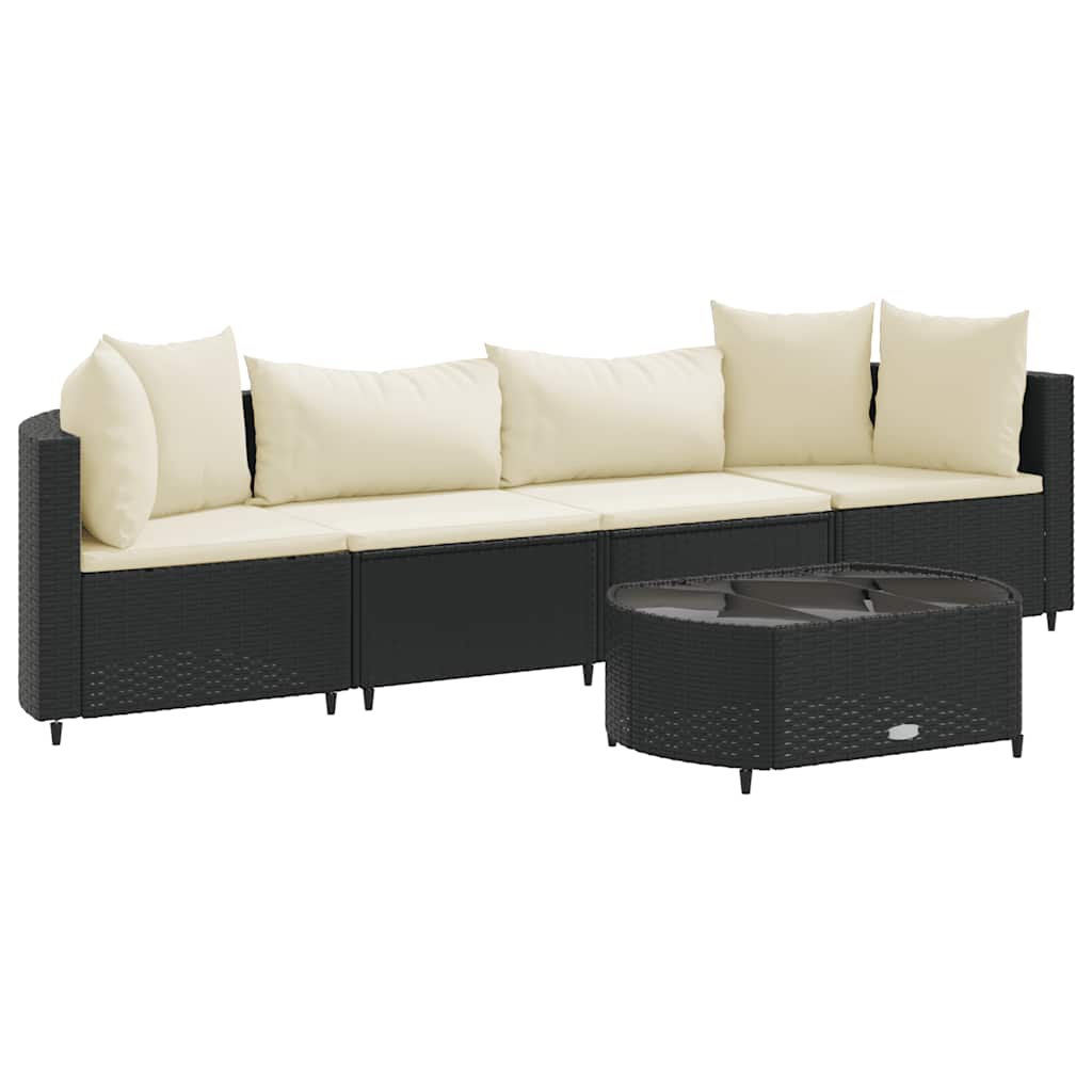 Patio Sofa Set Set of 4 Black PE rattan Standard Modular