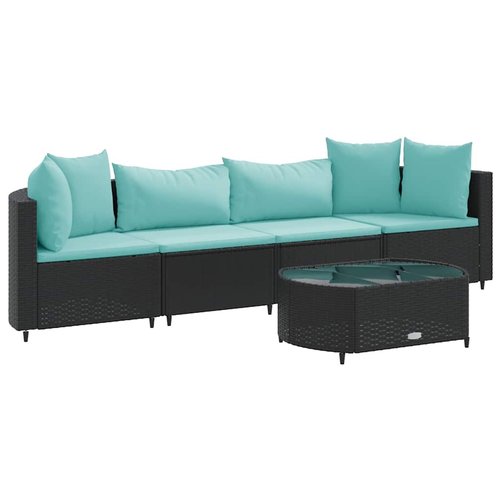 Patio Sofa Set Set of 4 Black, Water blue