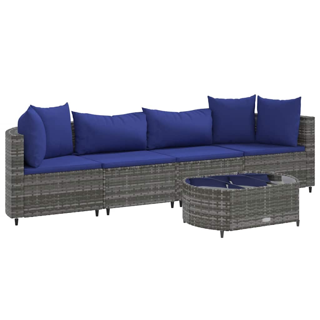 Patio Sofa Set Set of 4 Gray PE rattan Large