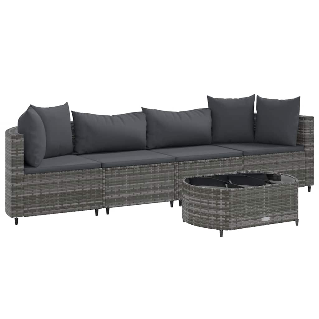 Patio Sofa Set Set of 4 Gray PE rattan Medium Adjustable Feet