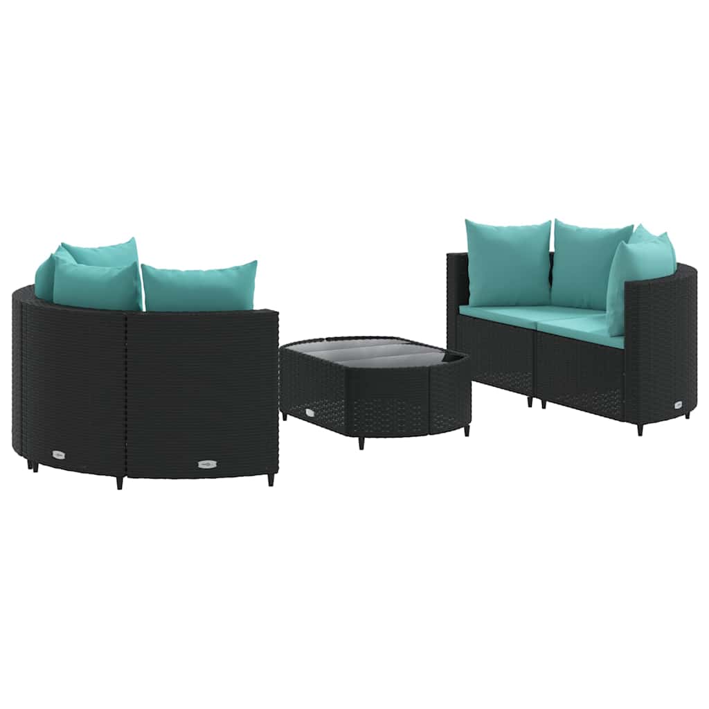Patio Sofa Set Set of 5 Black PE rattan One size