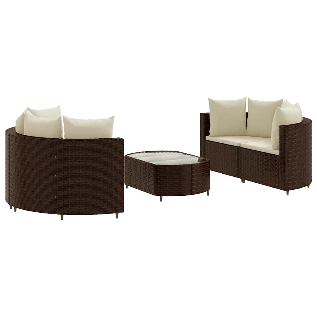 Patio Sofa Set Set of 5 Brown