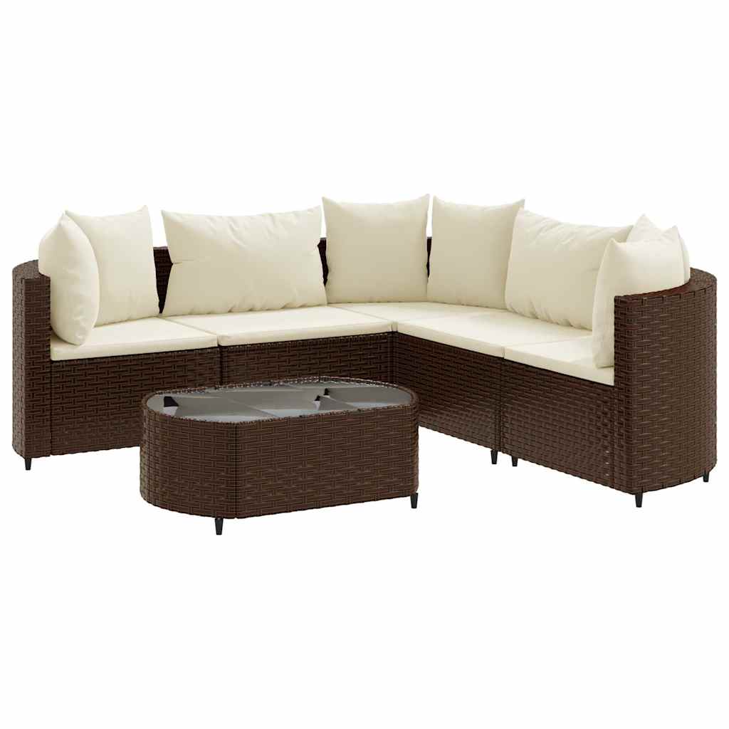 Patio Sofa Set Set of 5 Brown, Cream