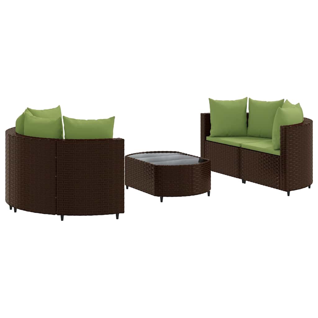 Patio Sofa Set Set of 5 Brown, Green