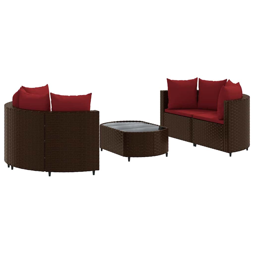 Patio Sofa Set Set of 5 Brown