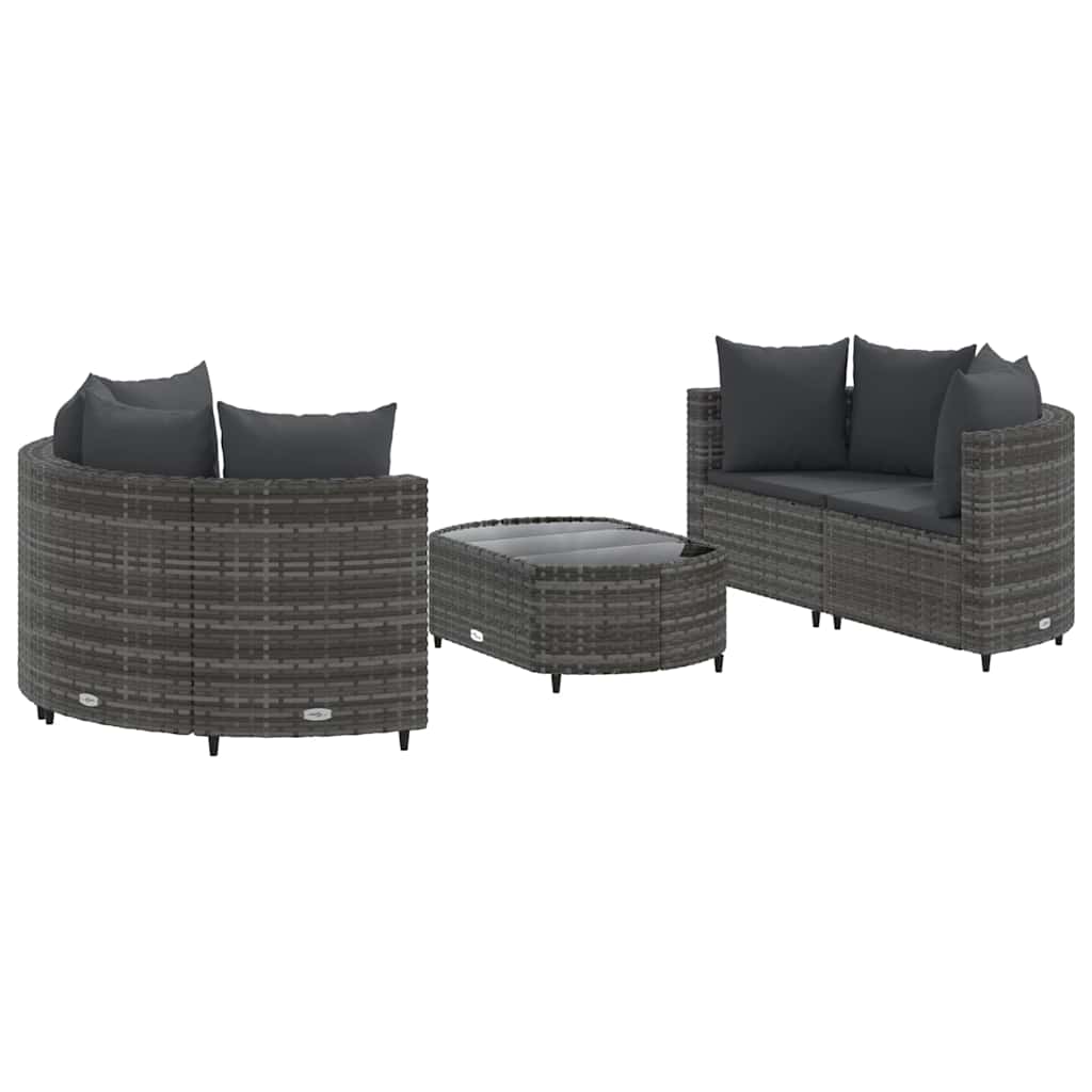 Patio Sofa Set Set of 5 Gray