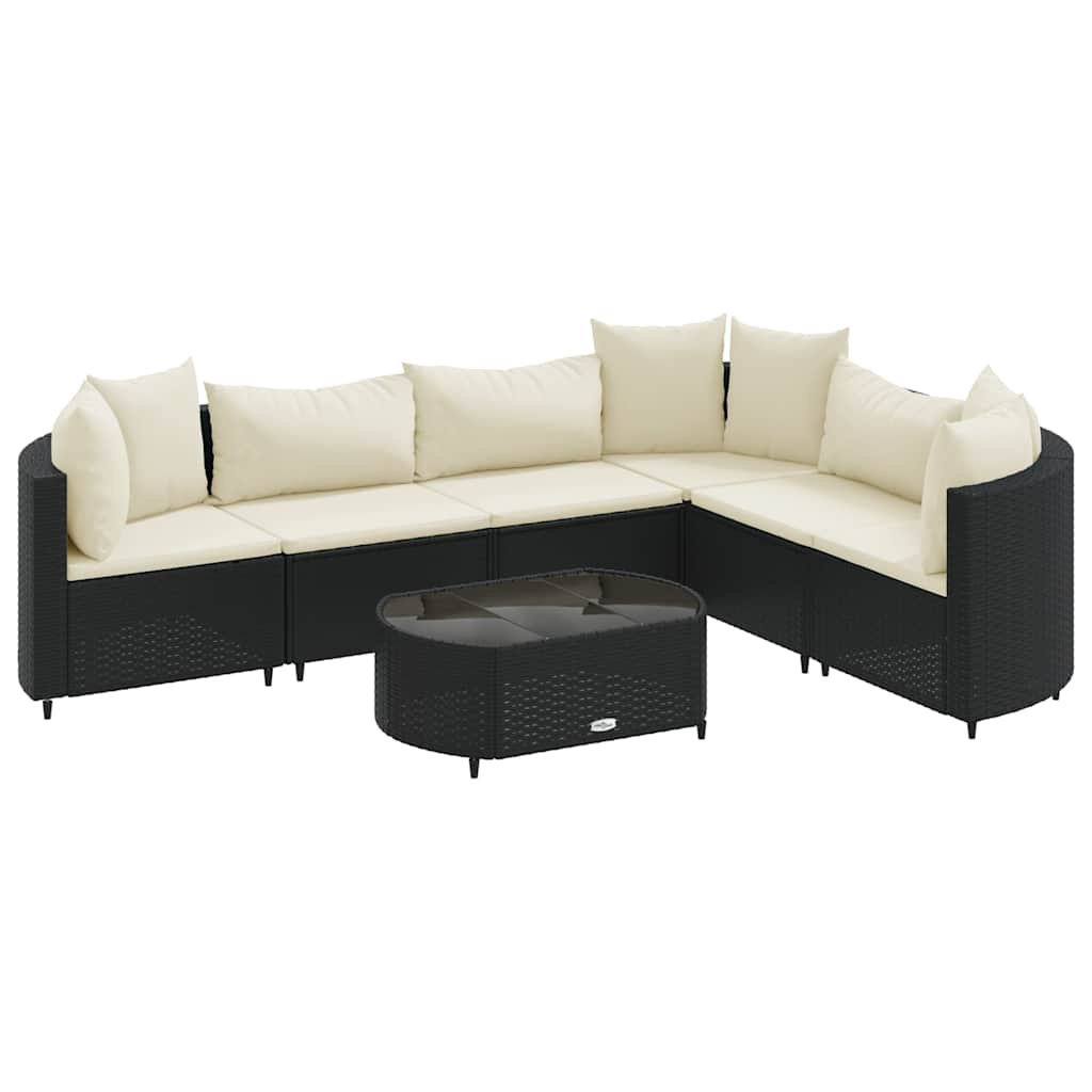 Patio Sofa Set Set of 6 Black, Cream White