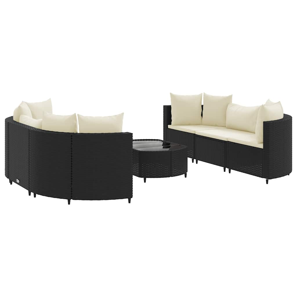 Patio Sofa Set Set of 6 Black PE rattan