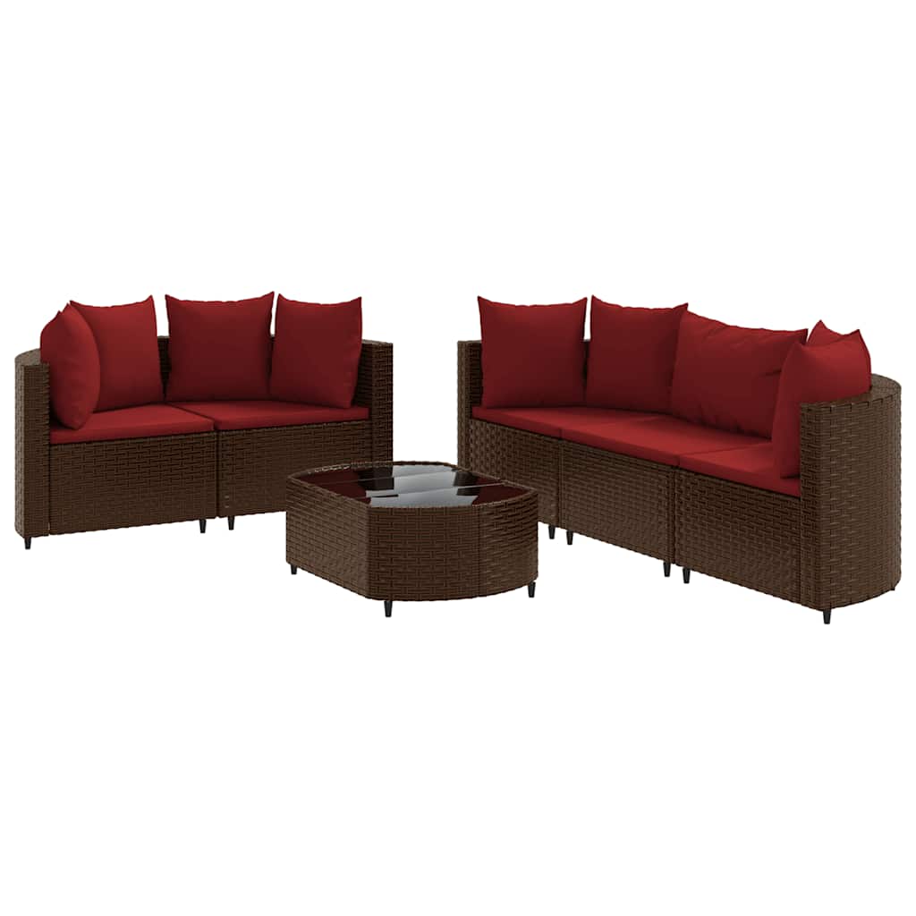 Patio Sofa Set Set of 6 Brown