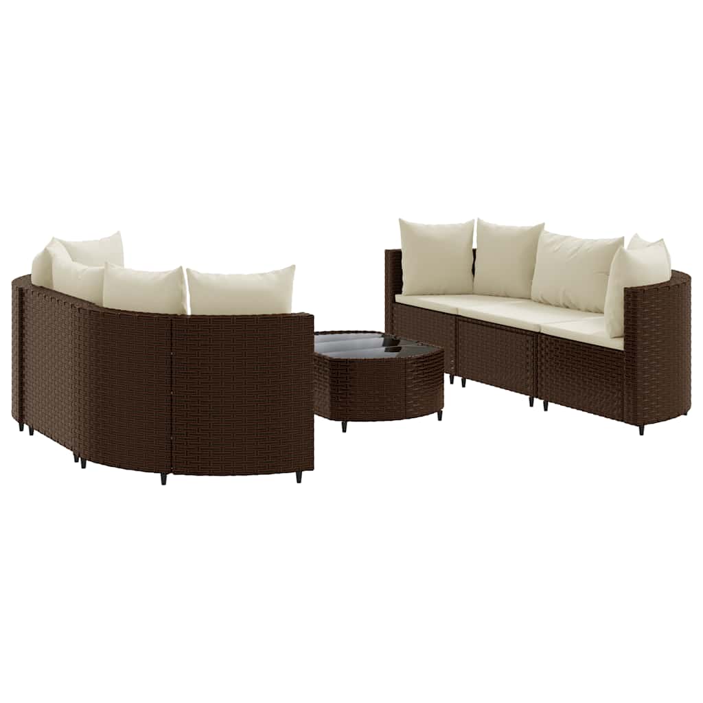Patio Sofa Set Set of 6 Brown, Cream White