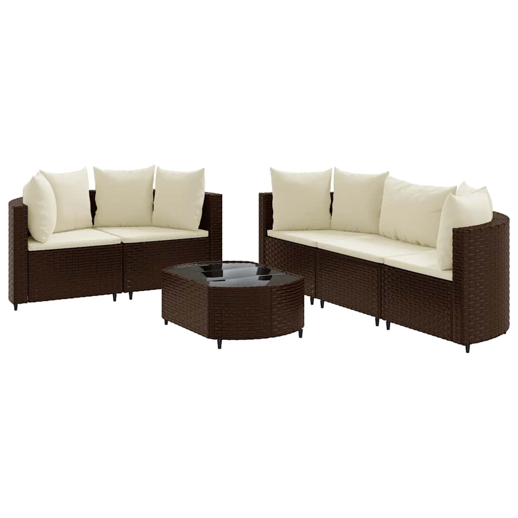 Patio Sofa Set Set of 6 Brown PE Rattan 6 Piece Set Modular