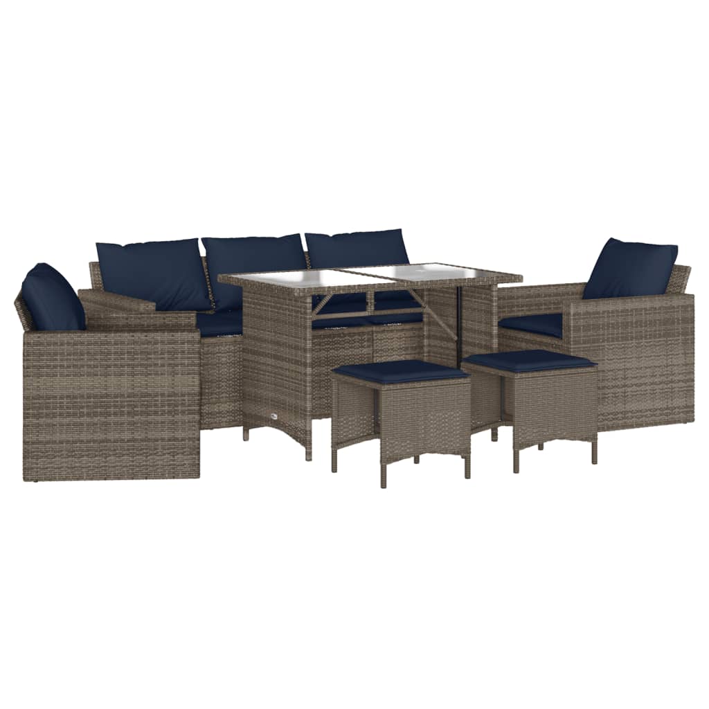Patio Sofa Set Set of 6 Gray PE rattan Large Removable Covers