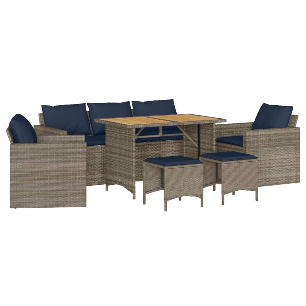 Patio Sofa Set Set of 6 Gray PE rattan Medium Removable Covers