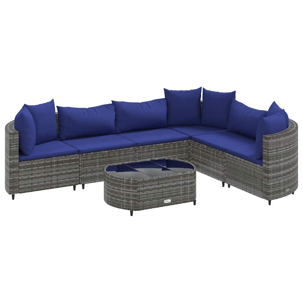 Patio Sofa Set Set of 6 Grey, Dark Blue