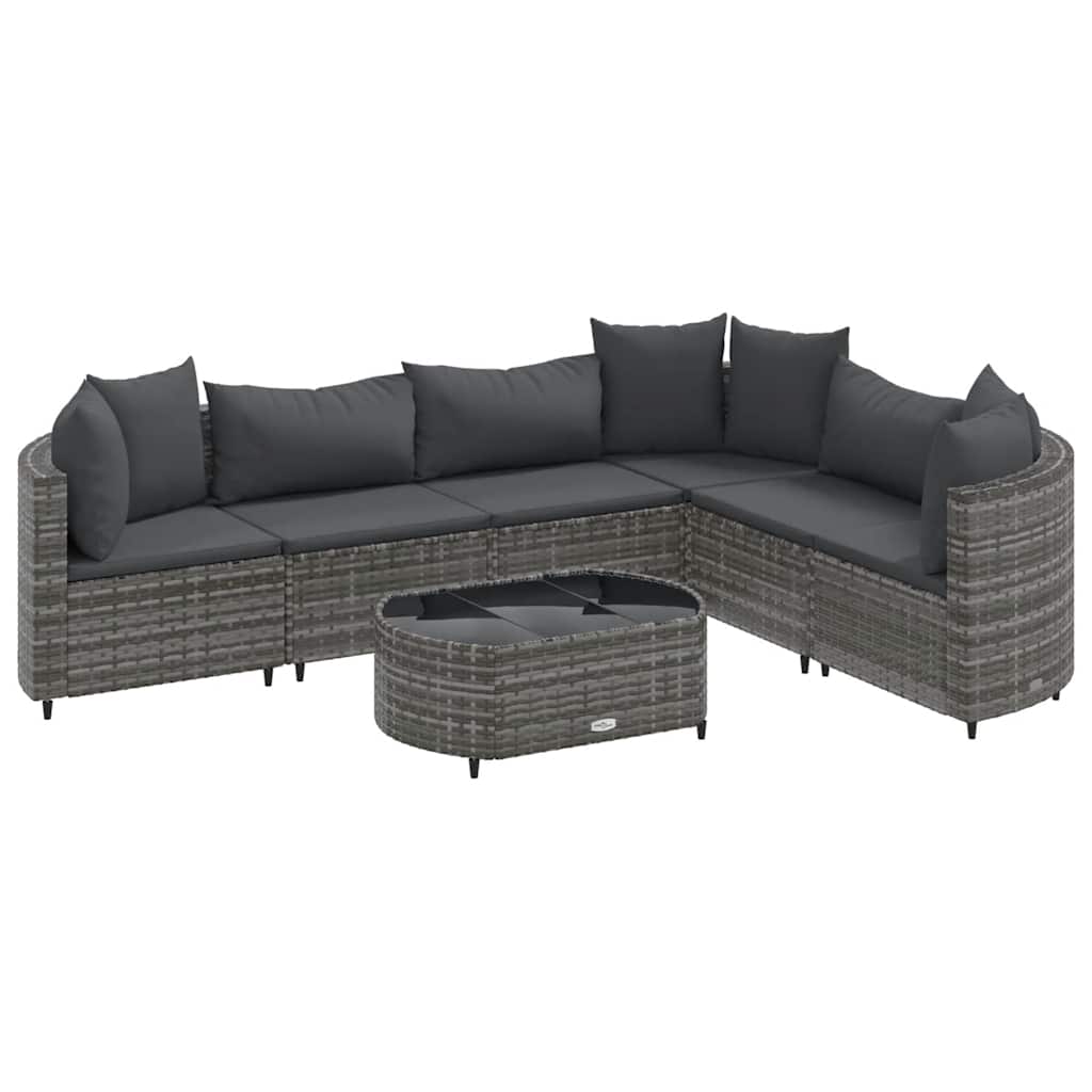 Patio Sofa Set Set of 6 Grey PE Rattan Large Adjustable Feet