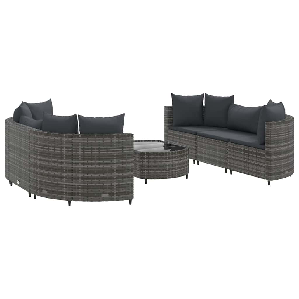 Patio Sofa Set Set of 6 Grey PE rattan Modular Modular